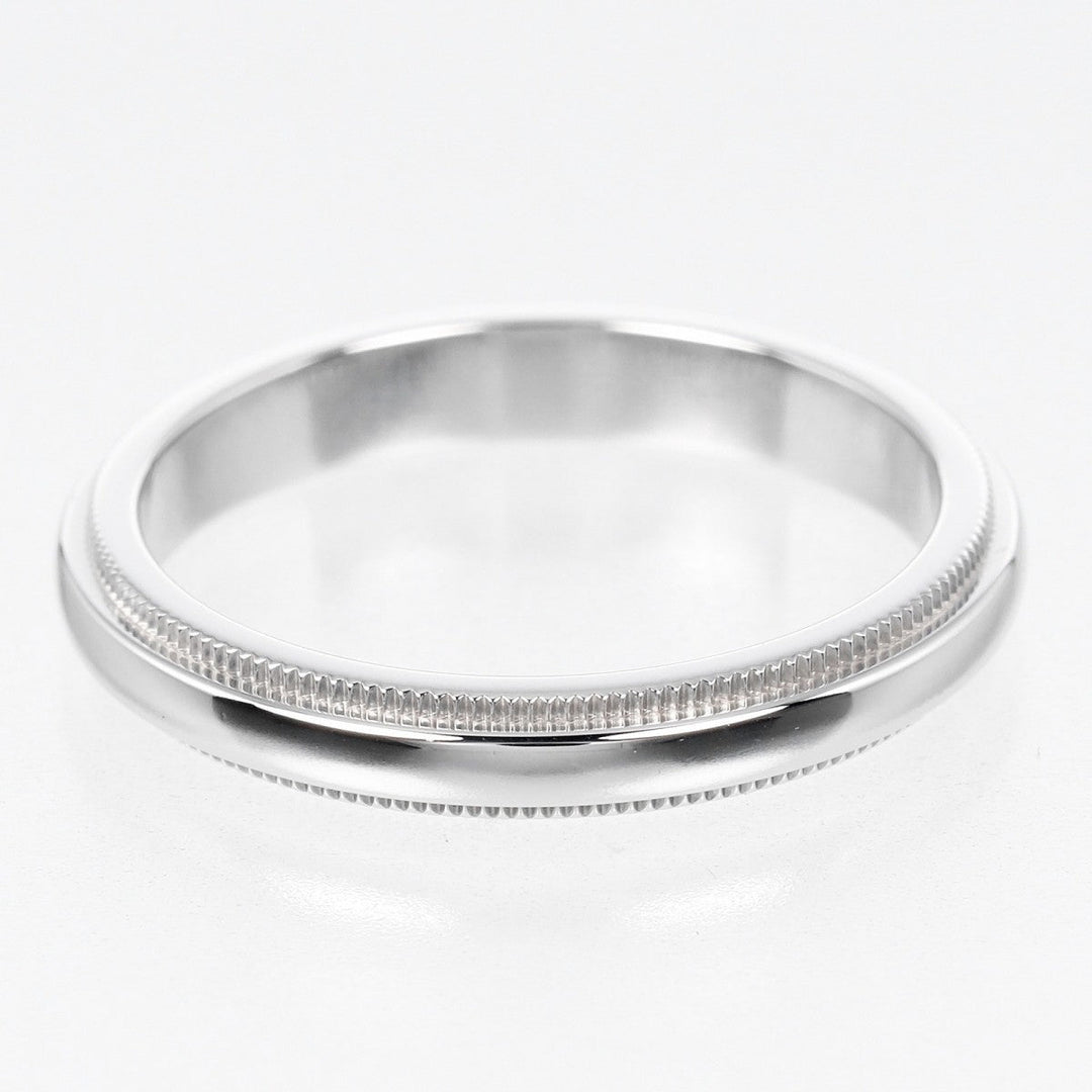 TIFFANY&Co. Ring Pt950Platinum Silver 0.1" model Gathered Milgrain Women Used Authentic