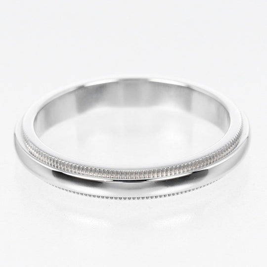 TIFFANY&Co. Ring Pt950Platinum Silver 0.1" model Gathered Milgrain Women Used Authentic