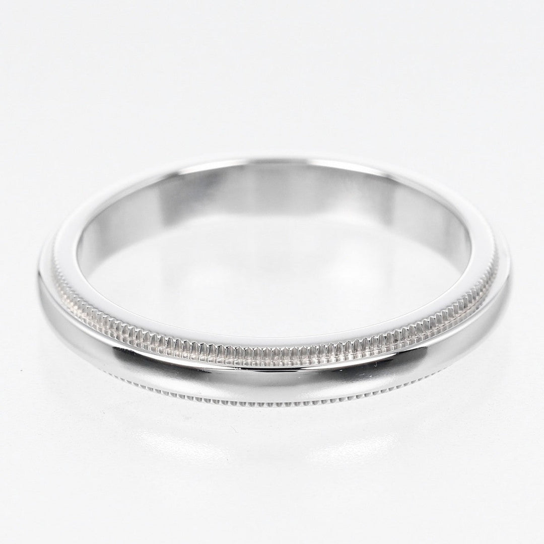 TIFFANY&Co. Ring Pt950Platinum Silver 0.1" model Gathered Milgrain Women Used Authentic