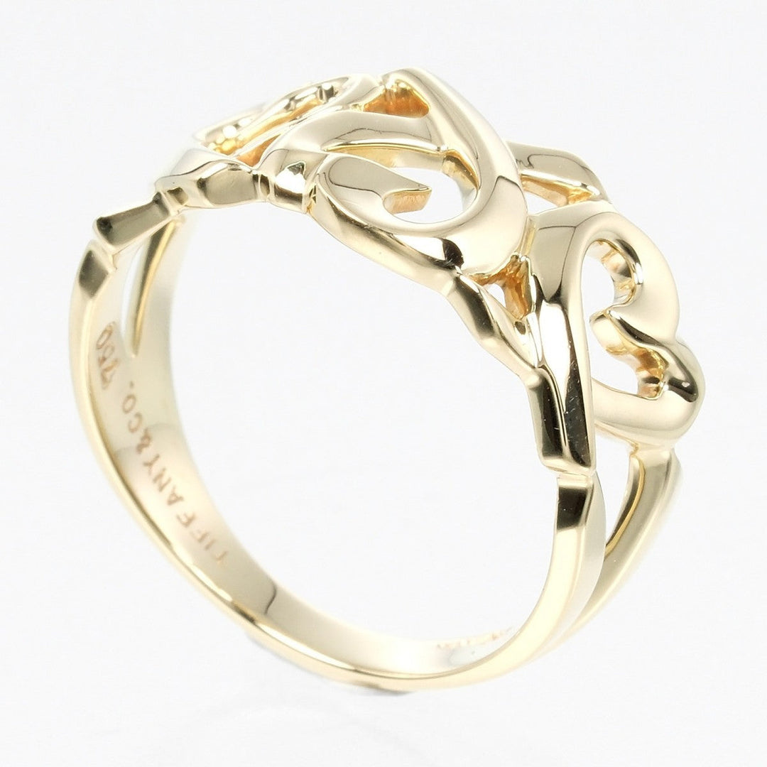 TIFFANY&Co. Ring K18 yellow gold gold Triple rubbing heart Women Used Authentic