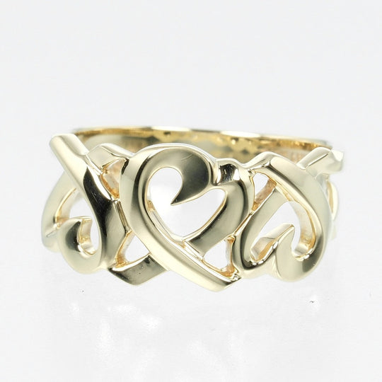 TIFFANY&Co. Ring K18 yellow gold gold Triple rubbing heart Women Used Authentic