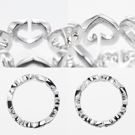CARTIER Ring K18 White Gold, Diamond Silver C heart Women 48 Used Authentic