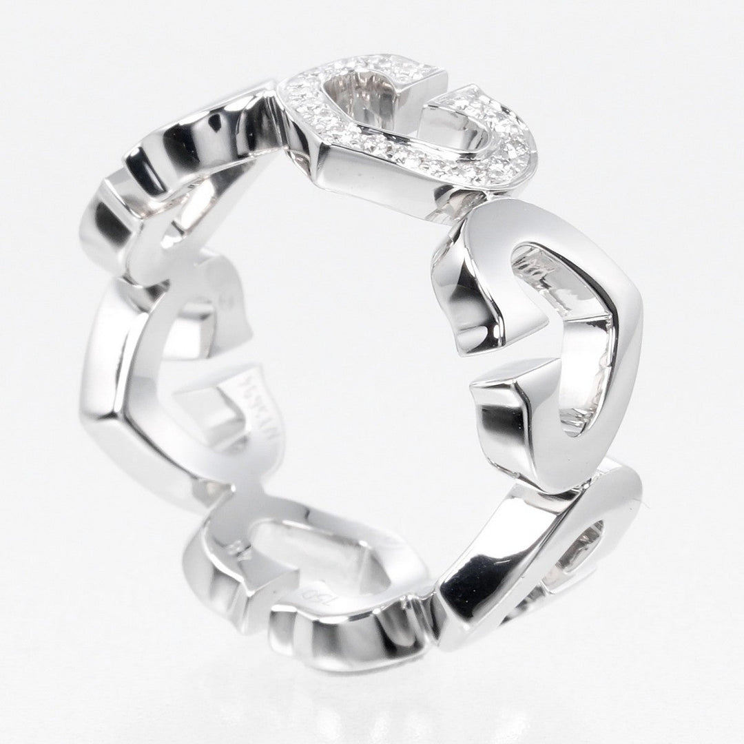 CARTIER Ring K18 White Gold, Diamond Silver C heart Women 48 Used Authentic