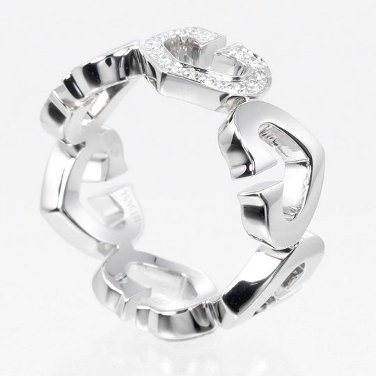CARTIER Ring K18 White Gold, Diamond Silver C heart Women 48 Used Authentic