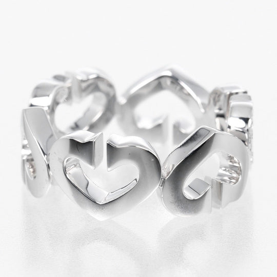 CARTIER Ring K18 White Gold, Diamond Silver C heart Women 48 Used Authentic