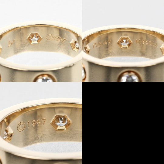 CARTIER Ring K18 Yellow Gold, 6P Diamond gold love Women 49 Used Authentic