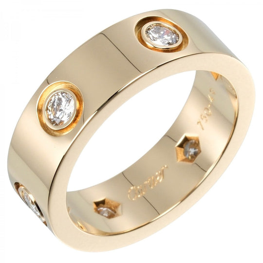 CARTIER Ring K18 Yellow Gold, 6P Diamond gold love Women 49 Used Authentic
