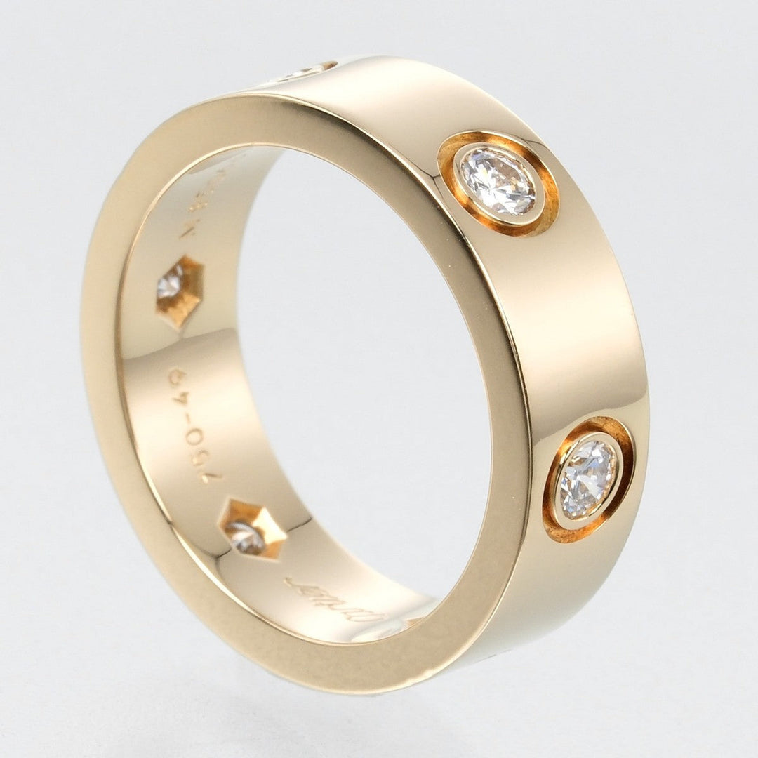 CARTIER Ring K18 Yellow Gold, 6P Diamond gold love Women 49 Used Authentic