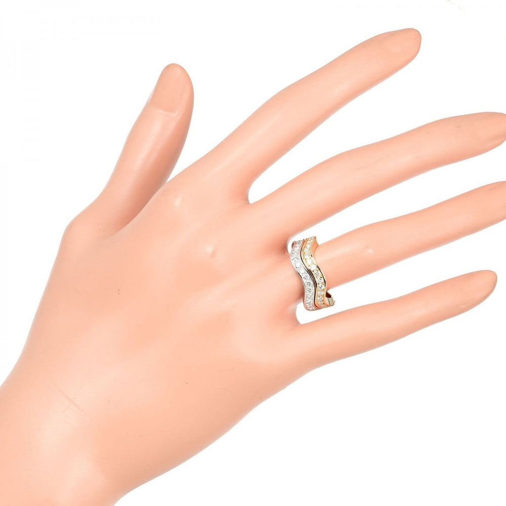 CARTIER Ring K18 Gold, Diamond, YG WG gold Neptune 2 rows Women Used Authentic