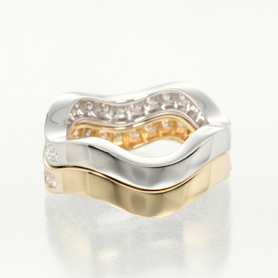 CARTIER Ring K18 Gold, Diamond, YG WG gold Neptune 2 rows Women Used Authentic
