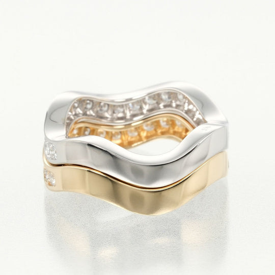 CARTIER Ring K18 Gold, Diamond, YG WG gold Neptune 2 rows Women Used Authentic