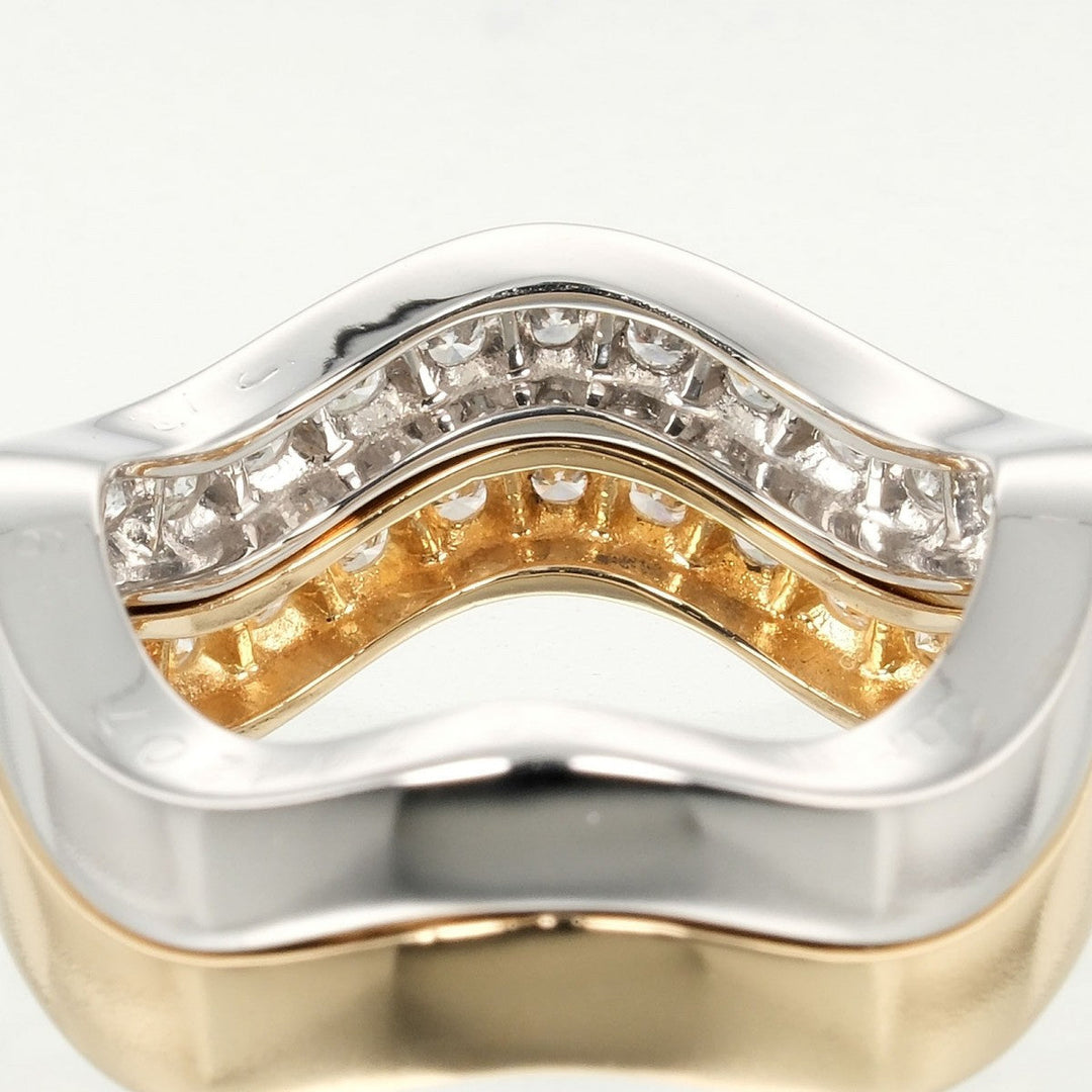 CARTIER Ring K18 Gold, Diamond, YG WG gold Neptune 2 rows Women Used Authentic