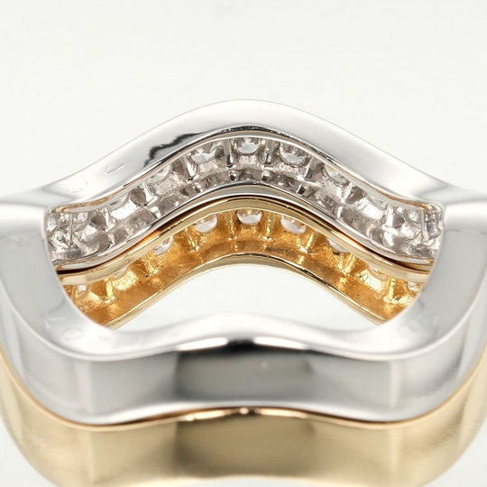 CARTIER Ring K18 Gold, Diamond, YG WG gold Neptune 2 rows Women Used Authentic