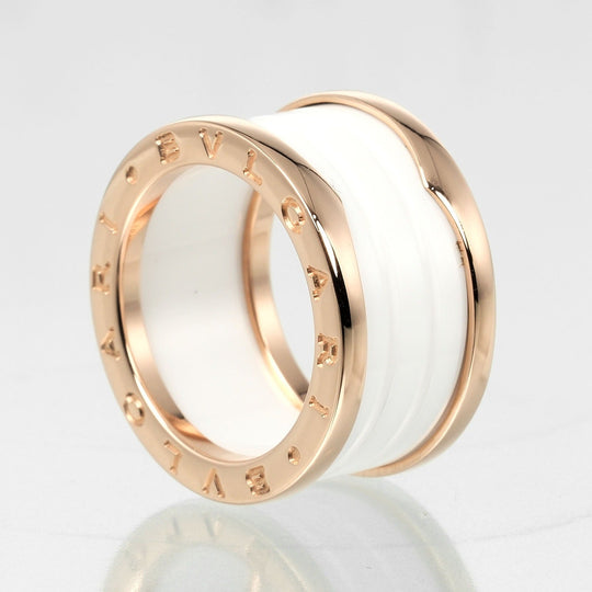 BVLGARI Ring K18 pink gold, ceramic gold Fine jewelry Be zero one B.Zero1 4 bands Women Used Authentic