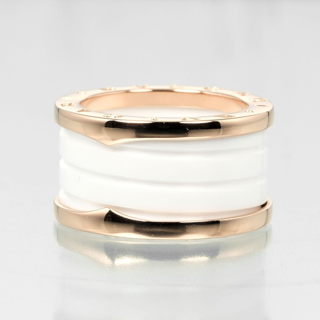 BVLGARI Ring K18 pink gold, ceramic gold Fine jewelry Be zero one B.Zero1 4 bands Women Used Authentic