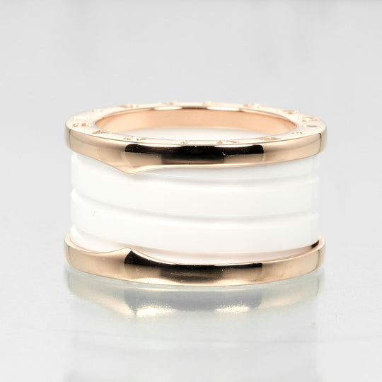 BVLGARI Ring K18 pink gold, ceramic gold Fine jewelry Be zero one B.Zero1 4 bands Women Used Authentic