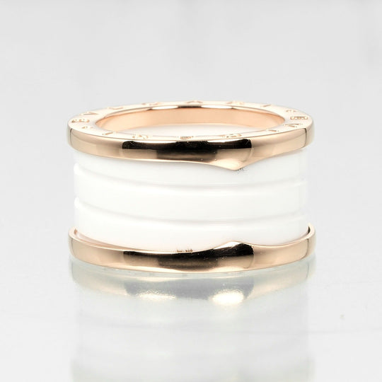 BVLGARI Ring K18 pink gold, ceramic gold Fine jewelry Be zero one B.Zero1 4 bands Women Used Authentic