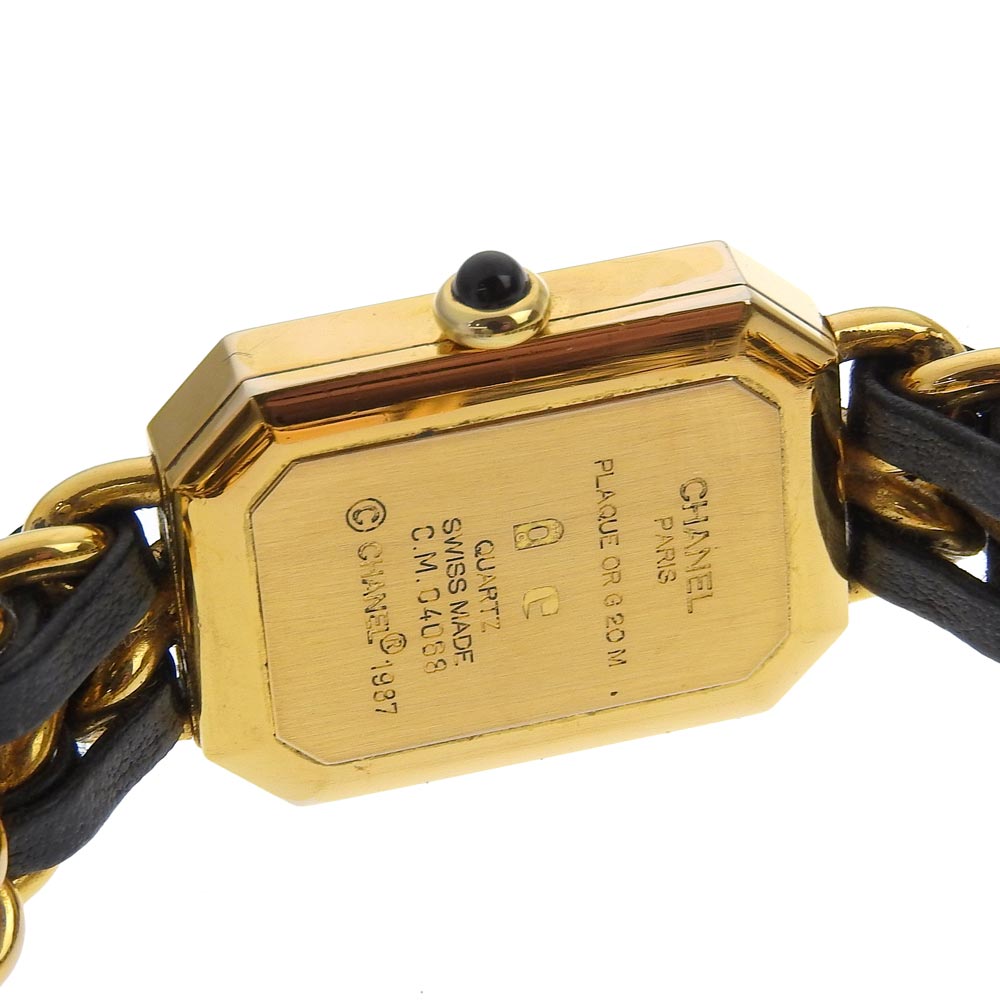 CHANEL Watches Quartz Plated Gold , Leather black Premiere L black dial Women Used Authentic