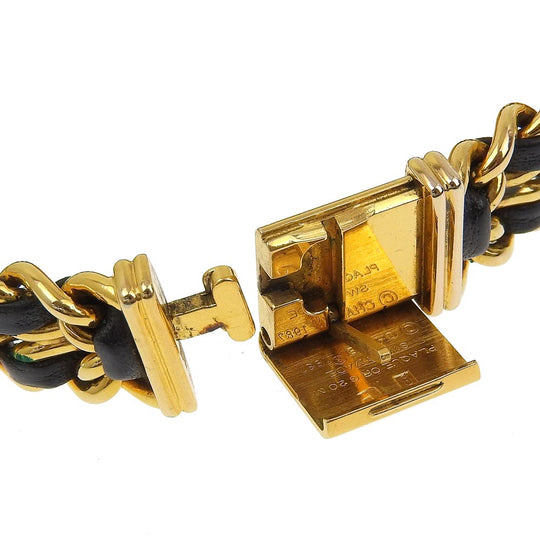 CHANEL Watches Quartz Plated Gold , Leather black Premiere L black dial Women Used Authentic