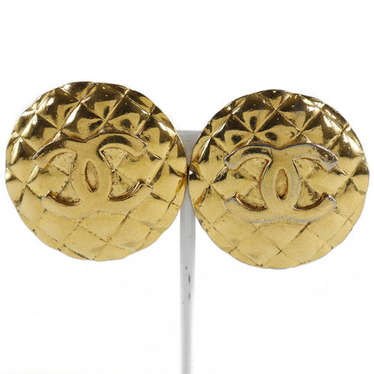 CHANEL Earring Plated Gold gold vintage Matrasse COCO Mark Women Used Authentic