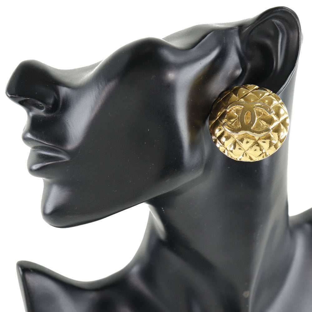 CHANEL Earring Plated Gold gold vintage Matrasse COCO Mark Women Used Authentic