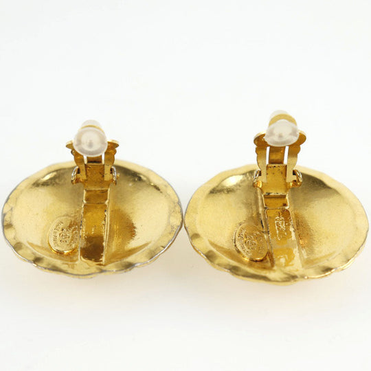CHANEL Earring Plated Gold gold vintage Matrasse COCO Mark Women Used Authentic