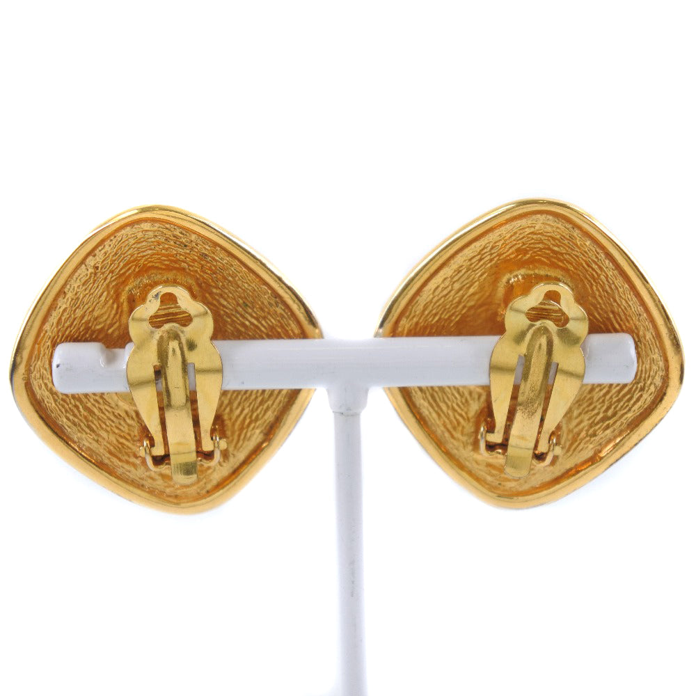 CHANEL Earring Plated Gold gold vintage Rhombus COCO Mark Women Secondhand Authentic