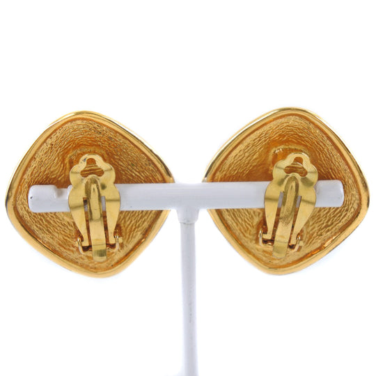 CHANEL Earring Plated Gold gold vintage Rhombus COCO Mark Women Secondhand Authentic