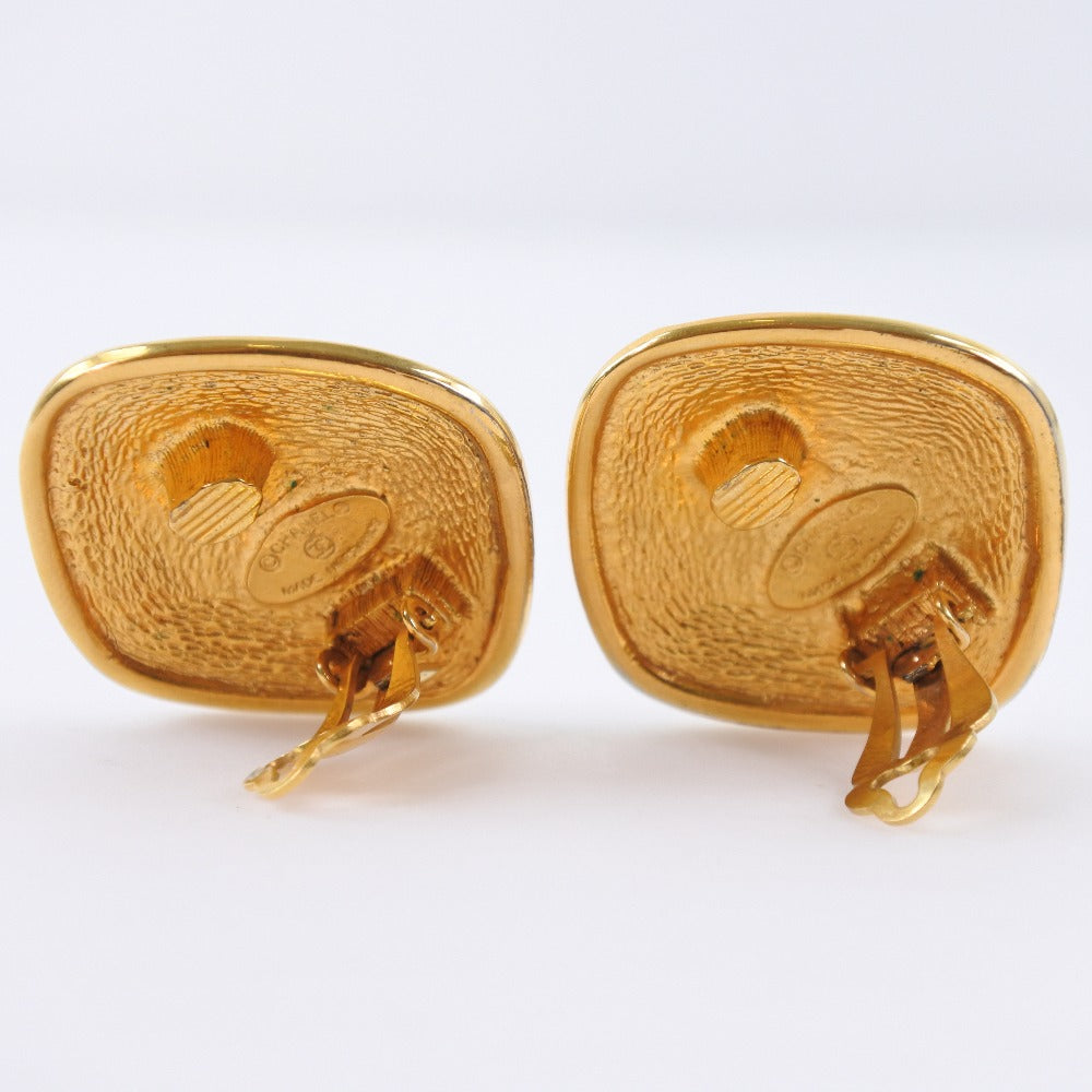 CHANEL Earring Plated Gold gold vintage Rhombus COCO Mark Women Secondhand Authentic