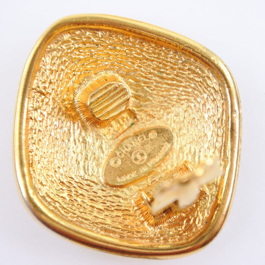 CHANEL Earring Plated Gold gold vintage Rhombus COCO Mark Women Secondhand Authentic