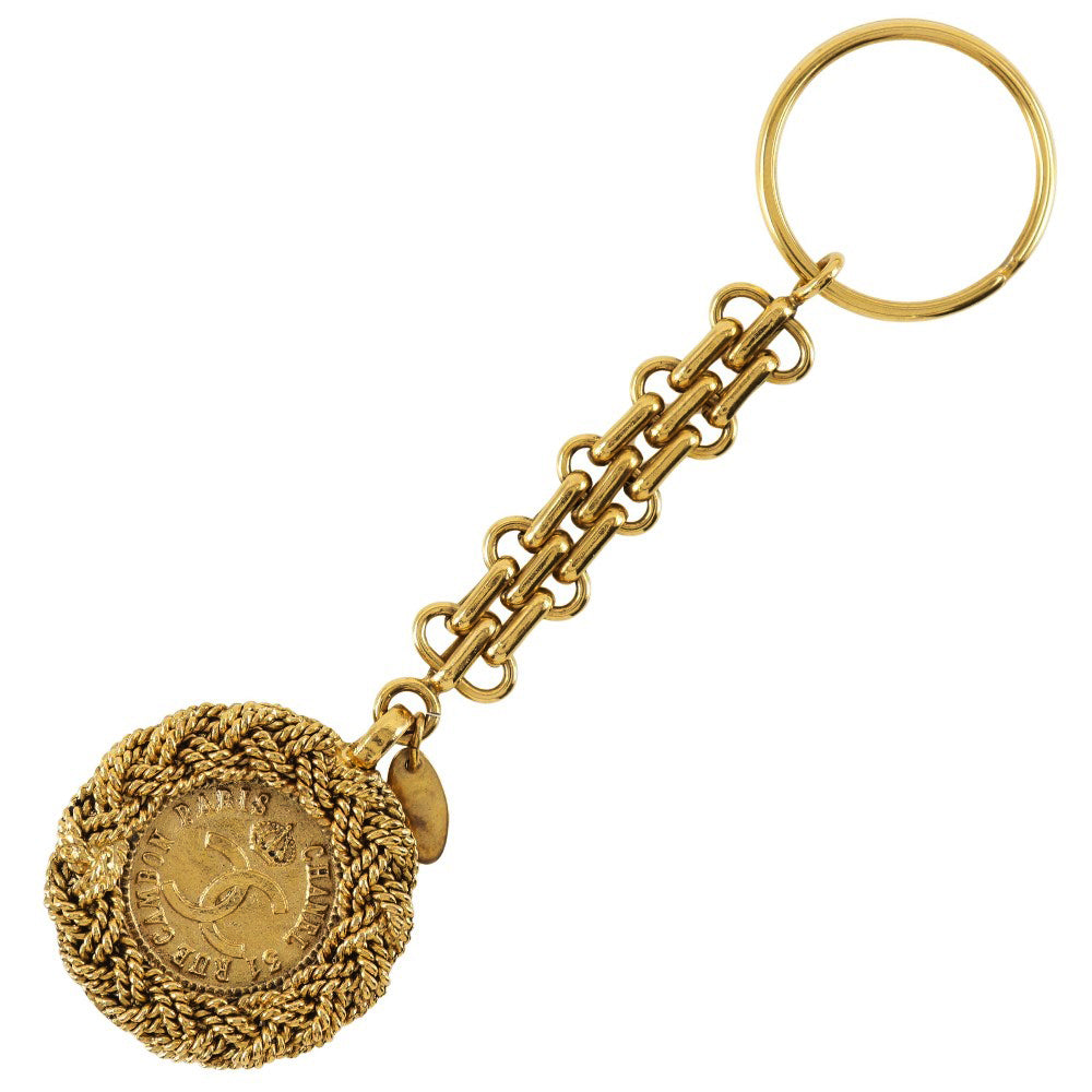 CHANEL key ring Plated Gold gold Bag charm Key ring COCO Mark Women Used Authentic