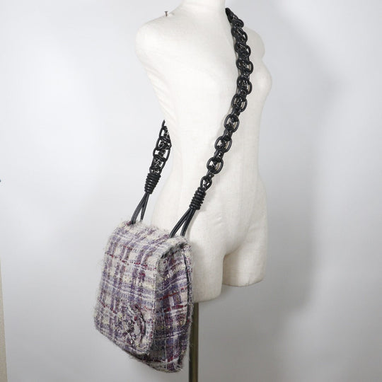 CHANEL Shoulder Bag tweed purple Women Used Authentic