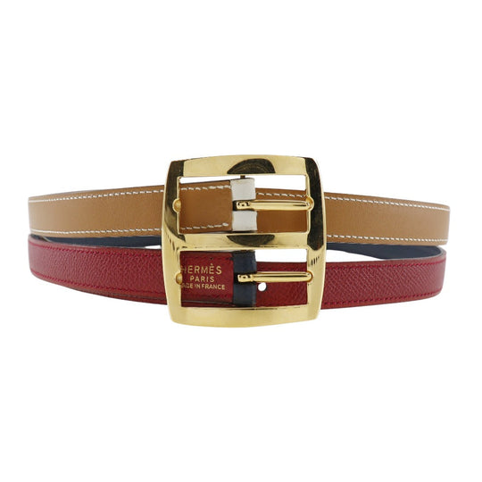 HERMES belt Courchevel, Swift multicolor reversible Women 70 Used Authentic