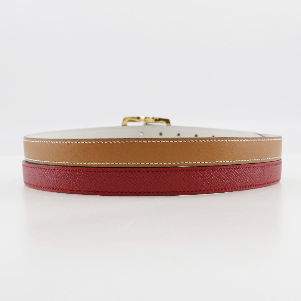 HERMES belt Courchevel, Swift multicolor reversible Women 70 Used Authentic