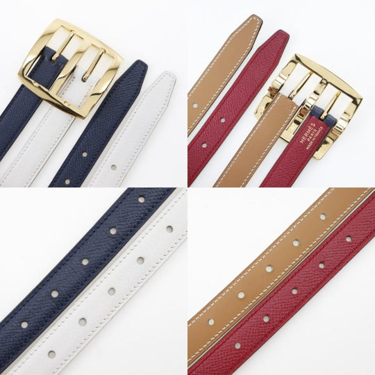 HERMES belt Courchevel, Swift multicolor reversible Women 70 Used Authentic