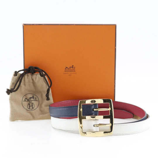 HERMES belt Courchevel, Swift multicolor reversible Women 70 Used Authentic