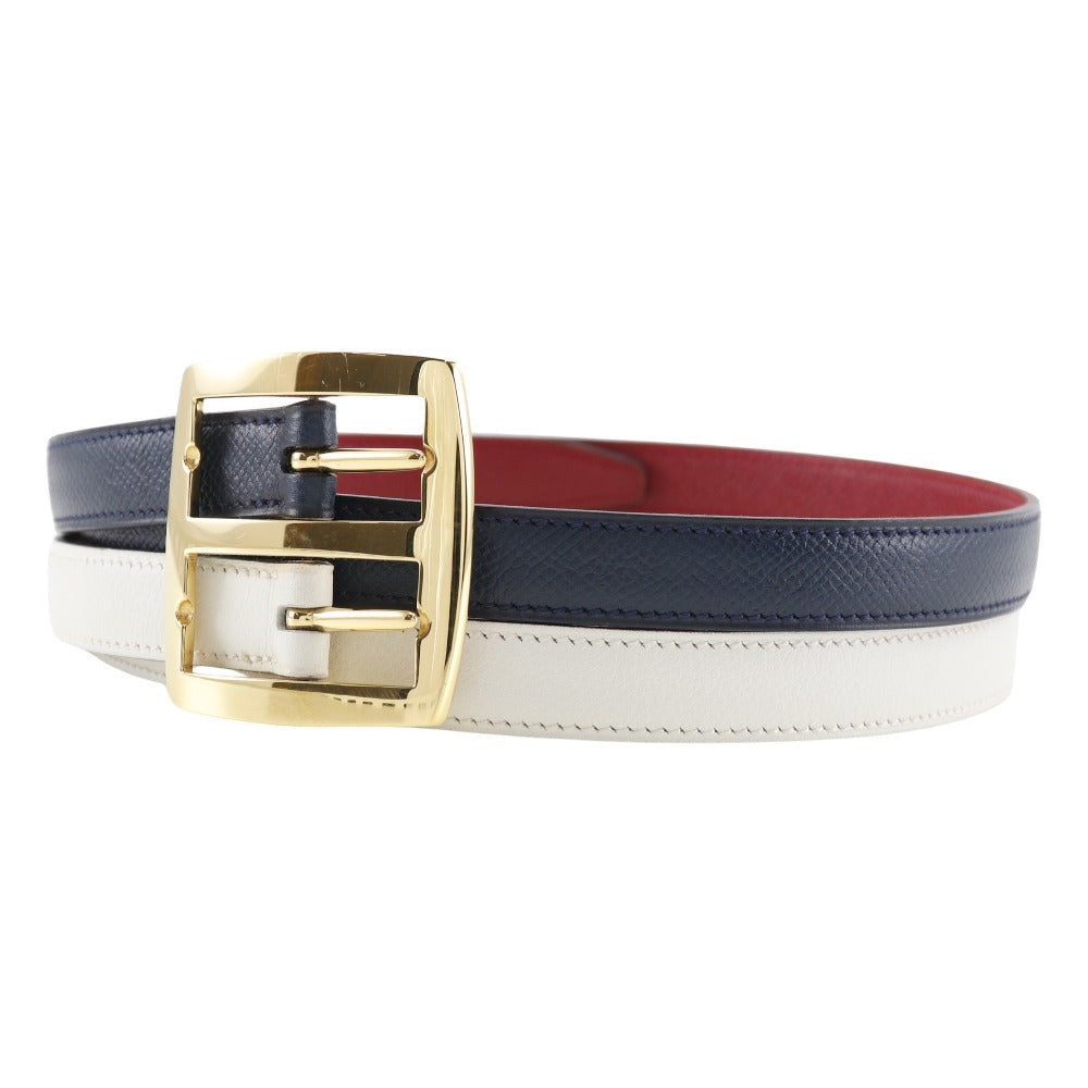 HERMES belt Courchevel, Swift multicolor reversible Women 70 Used Authentic