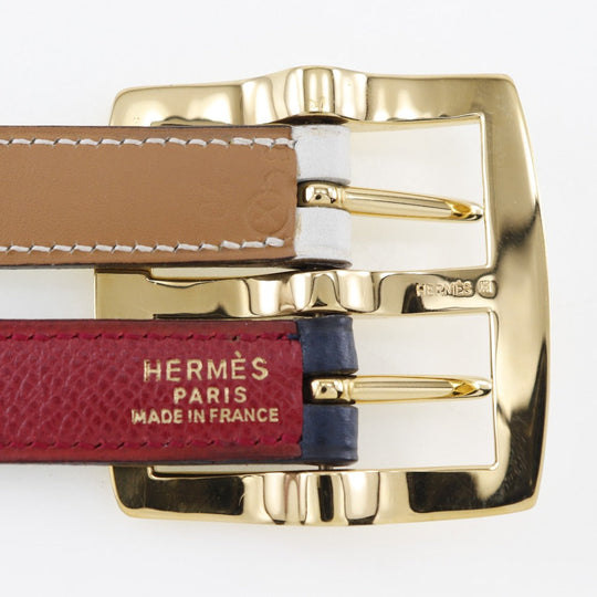 HERMES belt Courchevel, Swift multicolor reversible Women 70 Used Authentic