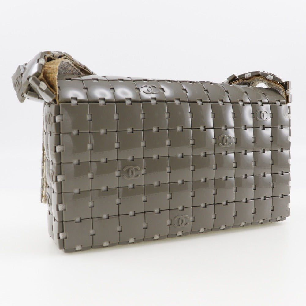 CHANEL Shoulder Bag Plastic, Canvas gray Puzzle Shoulder Women Used Authentic