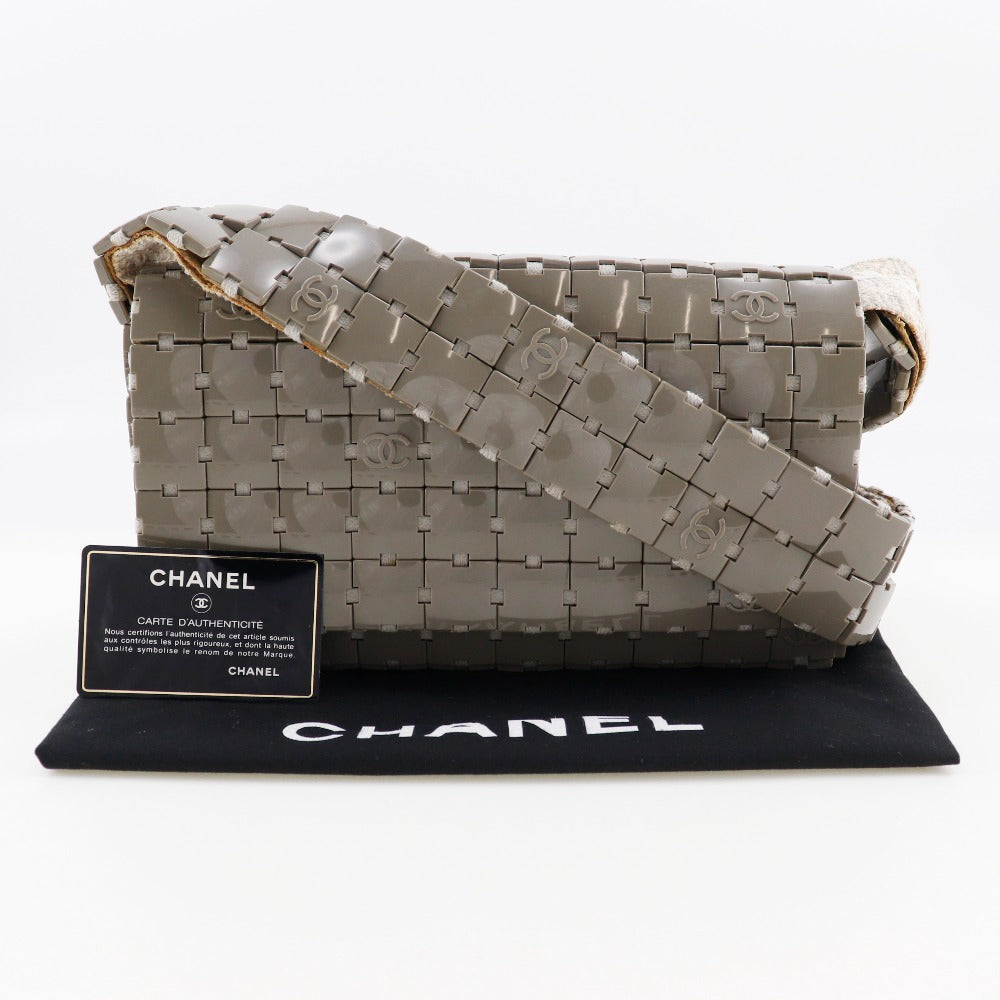CHANEL Shoulder Bag Plastic, Canvas gray Puzzle Shoulder Women Used Authentic