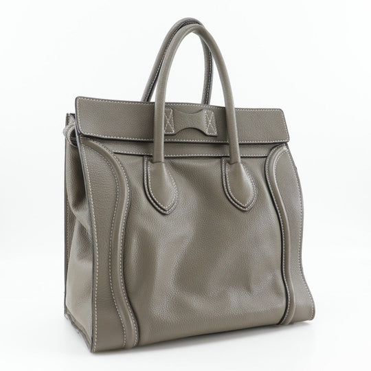 CELINE Tote Bag leather gray Luggage mini Women Used Authentic