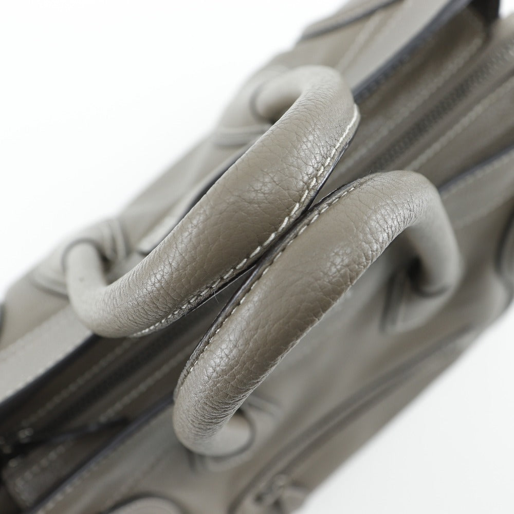 CELINE Tote Bag leather gray Luggage mini Women Used Authentic