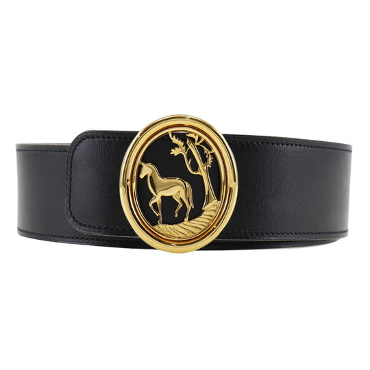 HERMES belt Boxcalf, Courchevel black Women Used Authentic