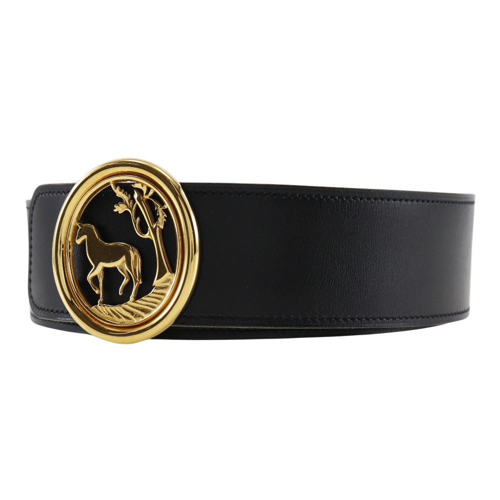 HERMES belt Boxcalf, Courchevel black Women Used Authentic