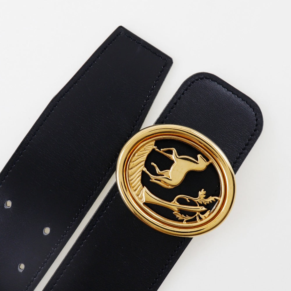 HERMES belt Boxcalf, Courchevel black Women Used Authentic