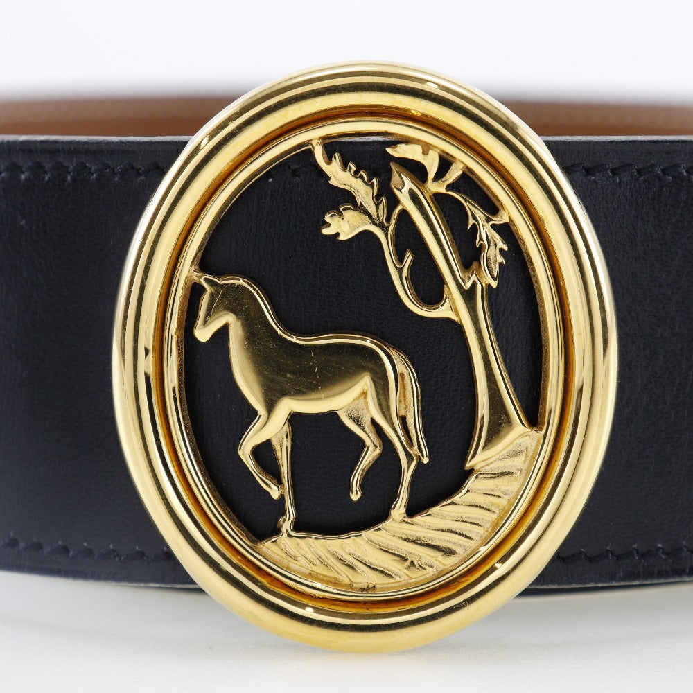 HERMES belt Boxcalf, Courchevel black Women Used Authentic