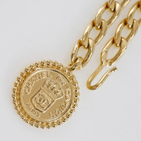 CHANEL belt Plated Gold gold Chain belt Women Used Authentic