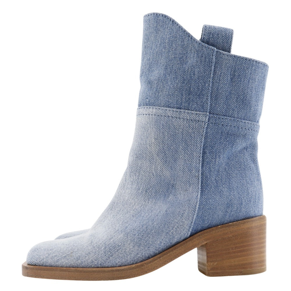 CHANEL boots G30181 denim blue short boots Women 35C Used Authentic