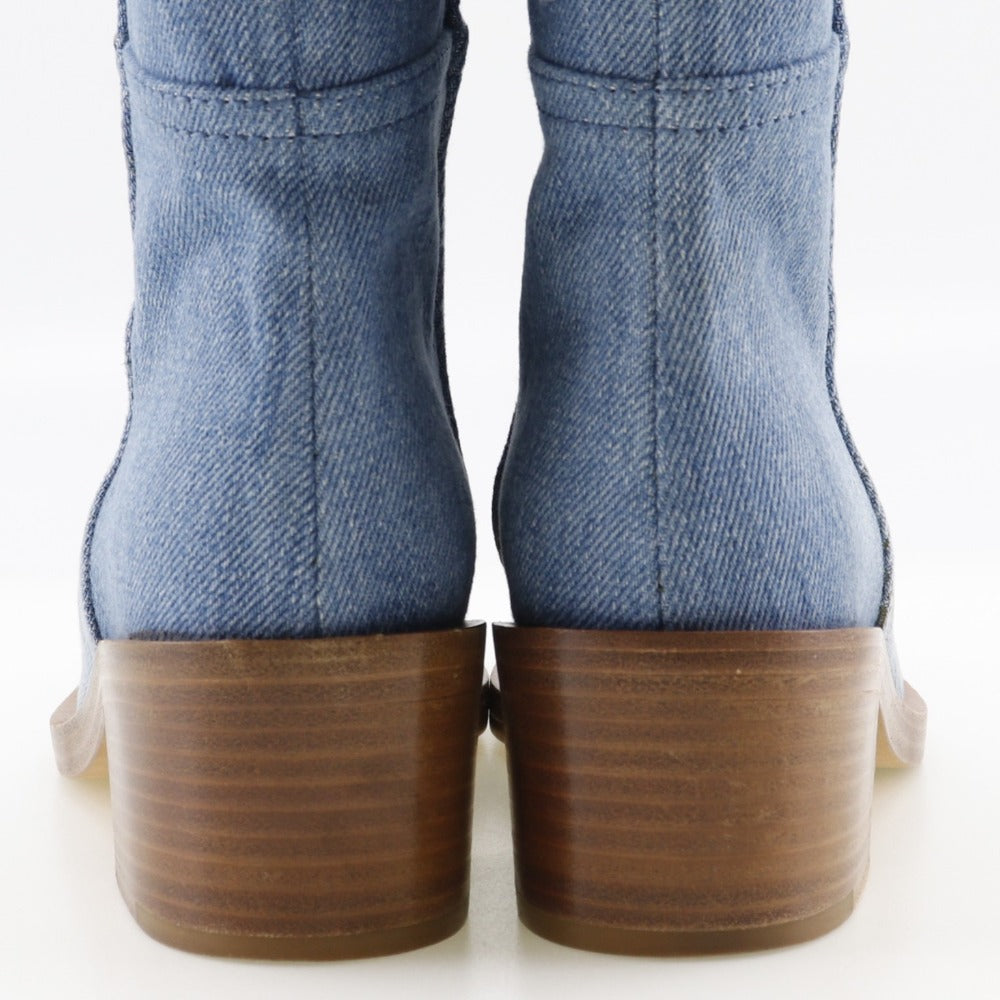 CHANEL boots G30181 denim blue short boots Women 35C Used Authentic