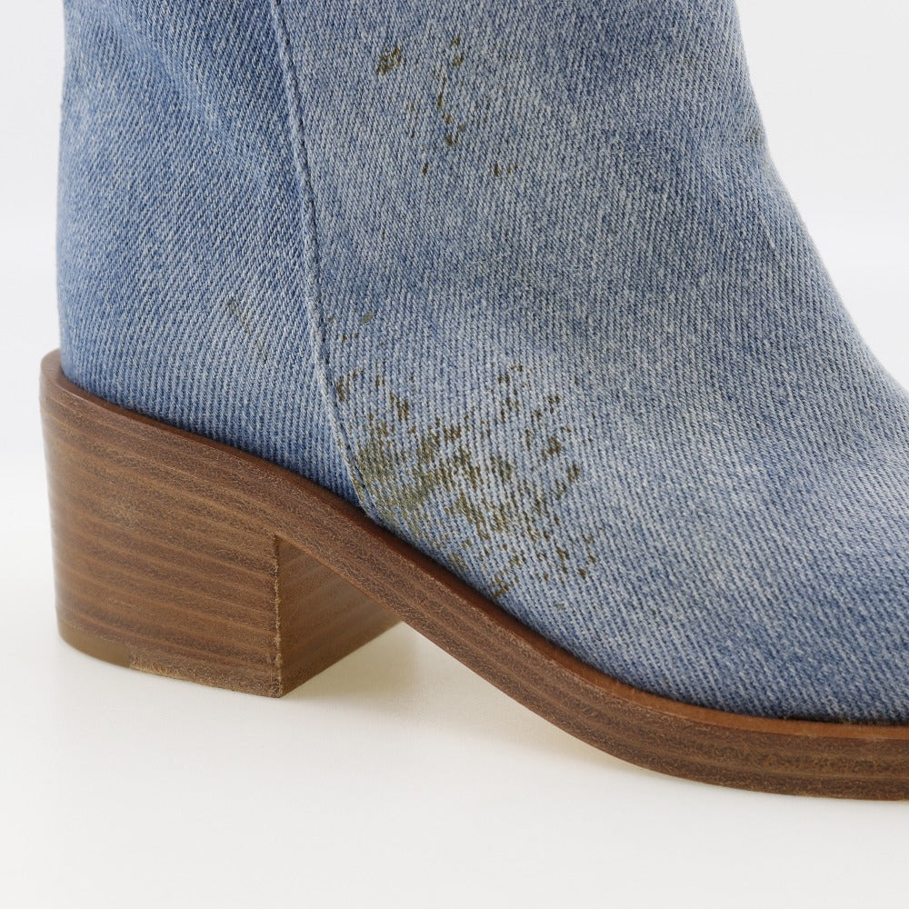 CHANEL boots G30181 denim blue short boots Women 35C Used Authentic